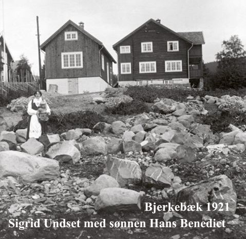 Bjerkebæk hage 1921 med tekst